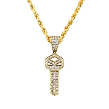 Yellow Diamond Key Pendant in 10k Yellow Gold 0.33 Ctw